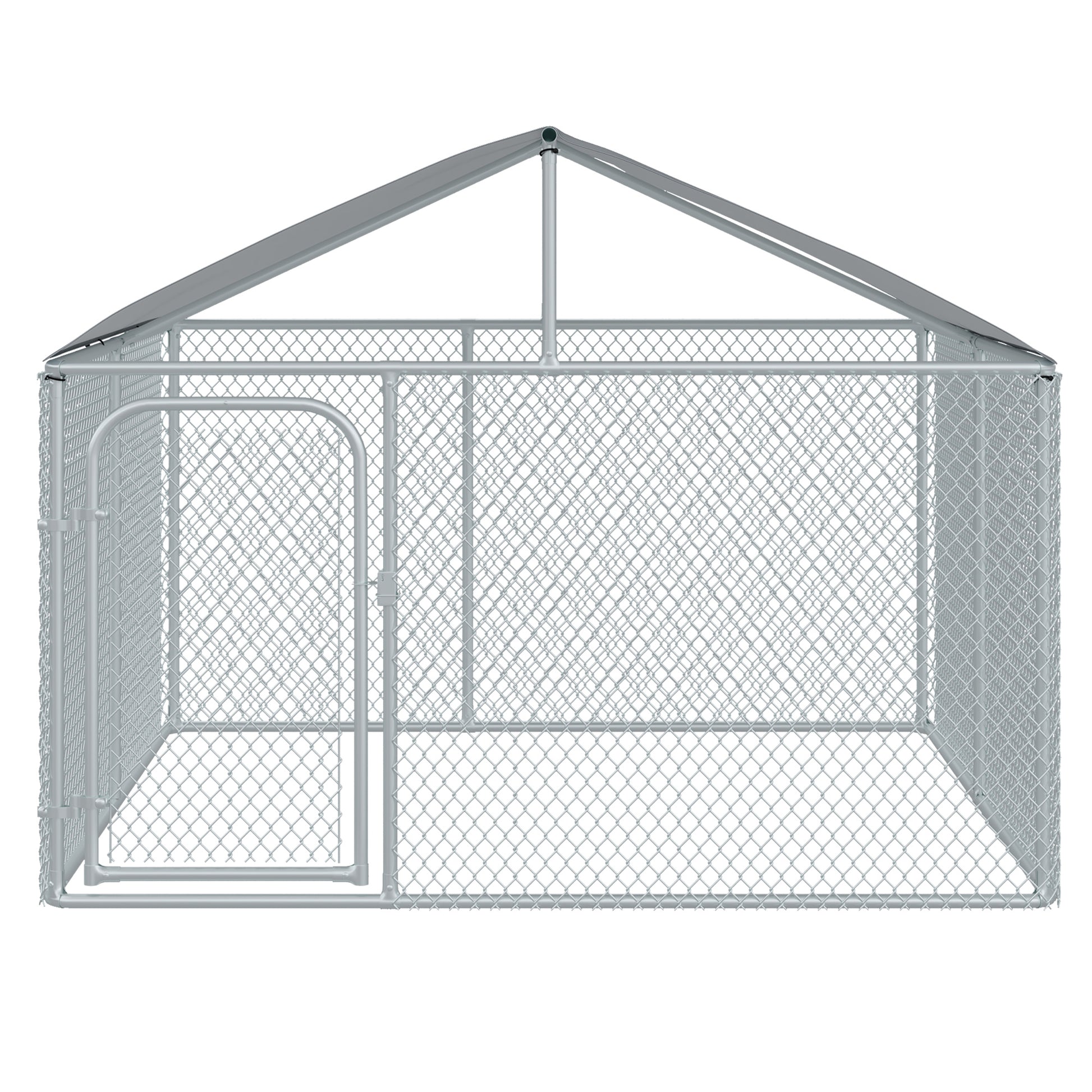 Pawhut Perrera De Exterior De Metal Galvanizado Con Toldo Cerradura_3