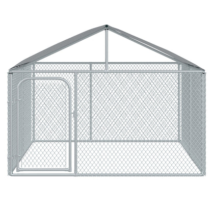 Pawhut Perrera De Exterior De Metal Galvanizado Con Toldo Cerradura_3
