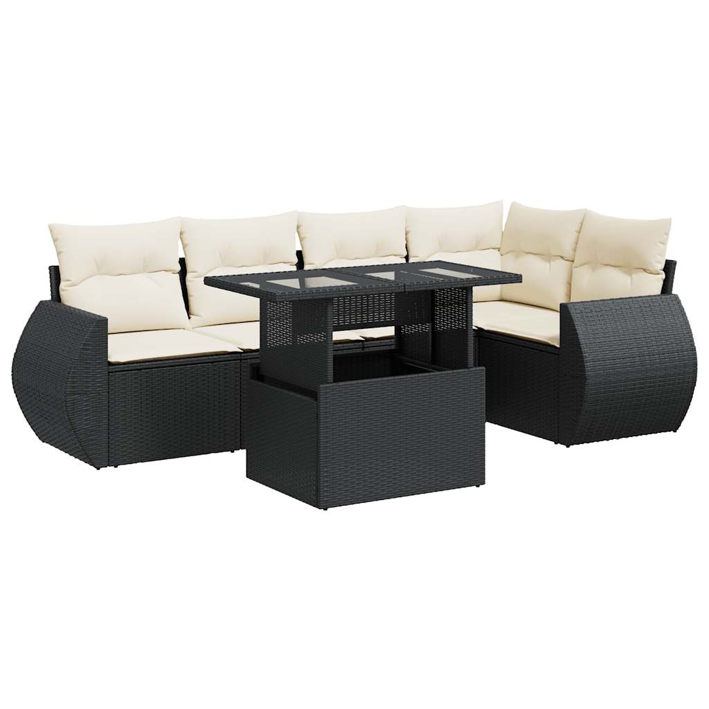 Set De Sofás De Jardín 6 Piezas Y Cojines Ratán Sintético Negro / Vetonek_4