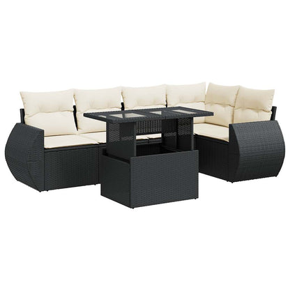 Set De Sofás De Jardín 6 Piezas Y Cojines Ratán Sintético Negro / Vetonek_4