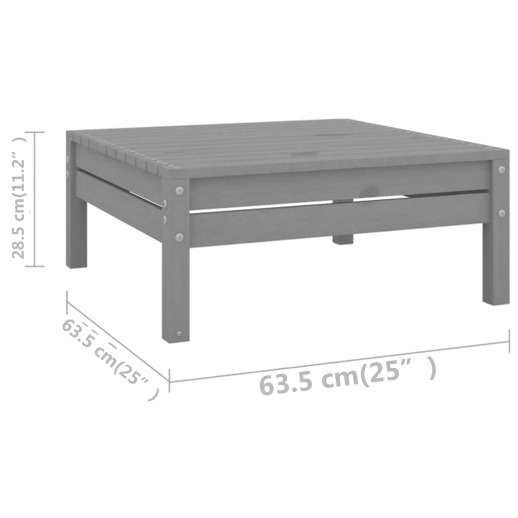 Juego De Muebles De Jardín 9 Piezas Madera Maciza De Pino Gris / Vetonek_1