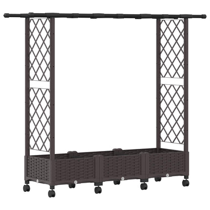 Cama Elevada Con Trellis Y Techo Marrón 164 X 40 X 127 Cm Pp_0