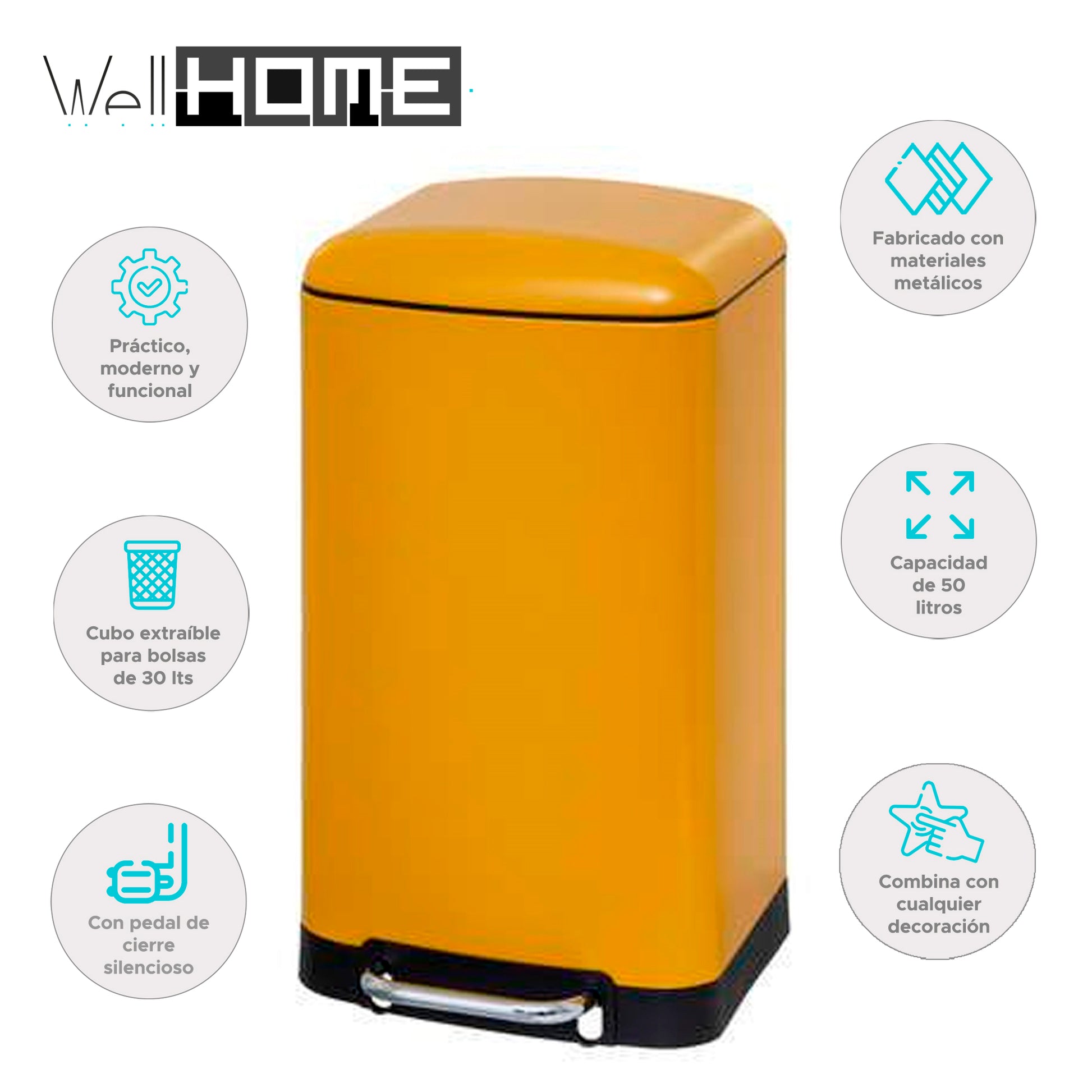 Wellhome Cubo Metal 30l Naranja Ariane Transparente_1