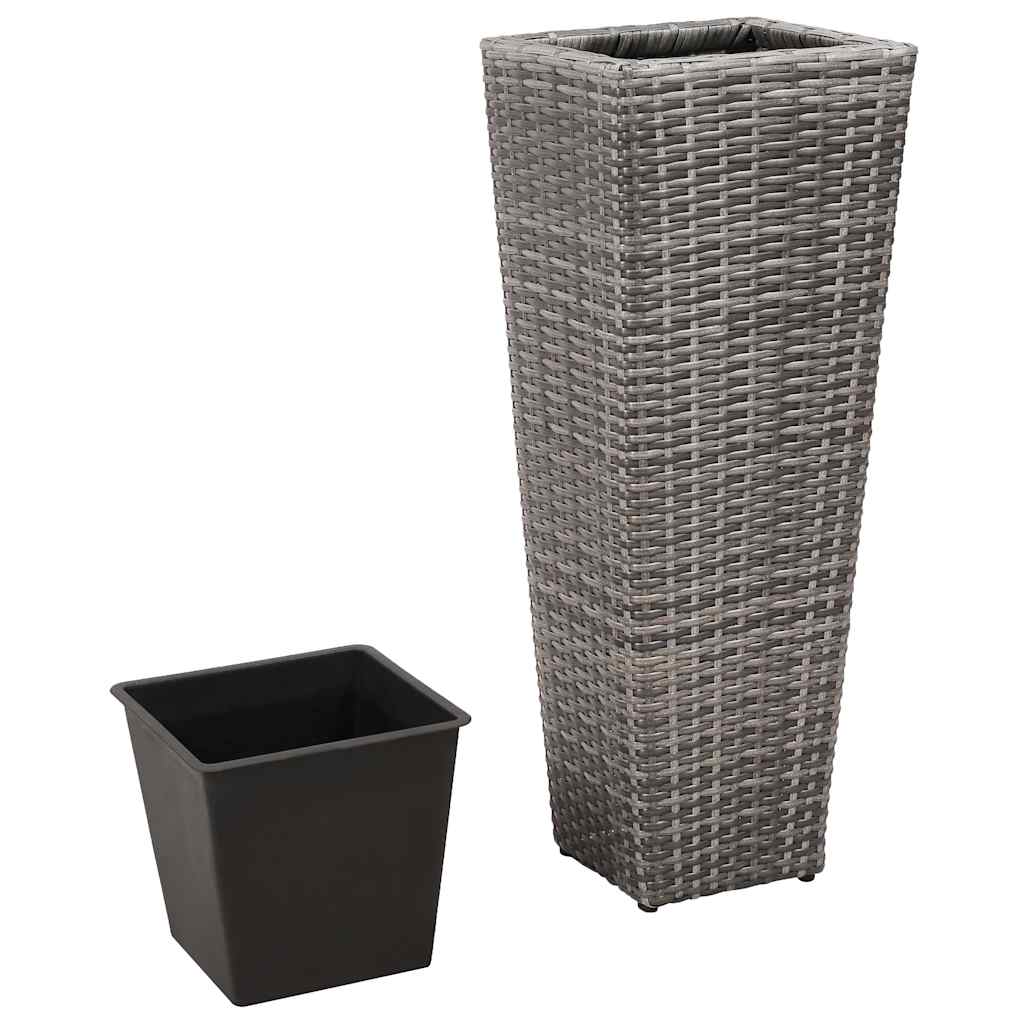 Conjunto De Arriates 3 Piezas Ratán Sintético Gris_3