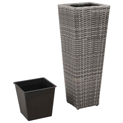 Conjunto De Arriates 3 Piezas Ratán Sintético Gris_3