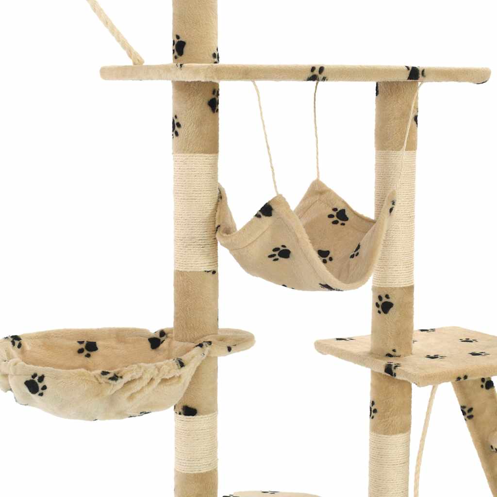 Rascador Para Gatos Con Poste De Sisal 230-250 Cm Huellas Beige_5