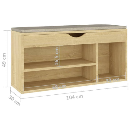 Vidaxl Banco Zapatero Con Cojín Madera Ingeniería Sonoma 104x30x49 Cm_2
