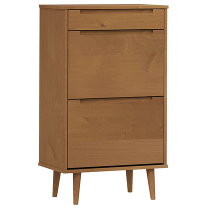 Zapatero Molde Madera Maciza De Pino Marrón 59,5x35x103 Cm / Vetonek_2