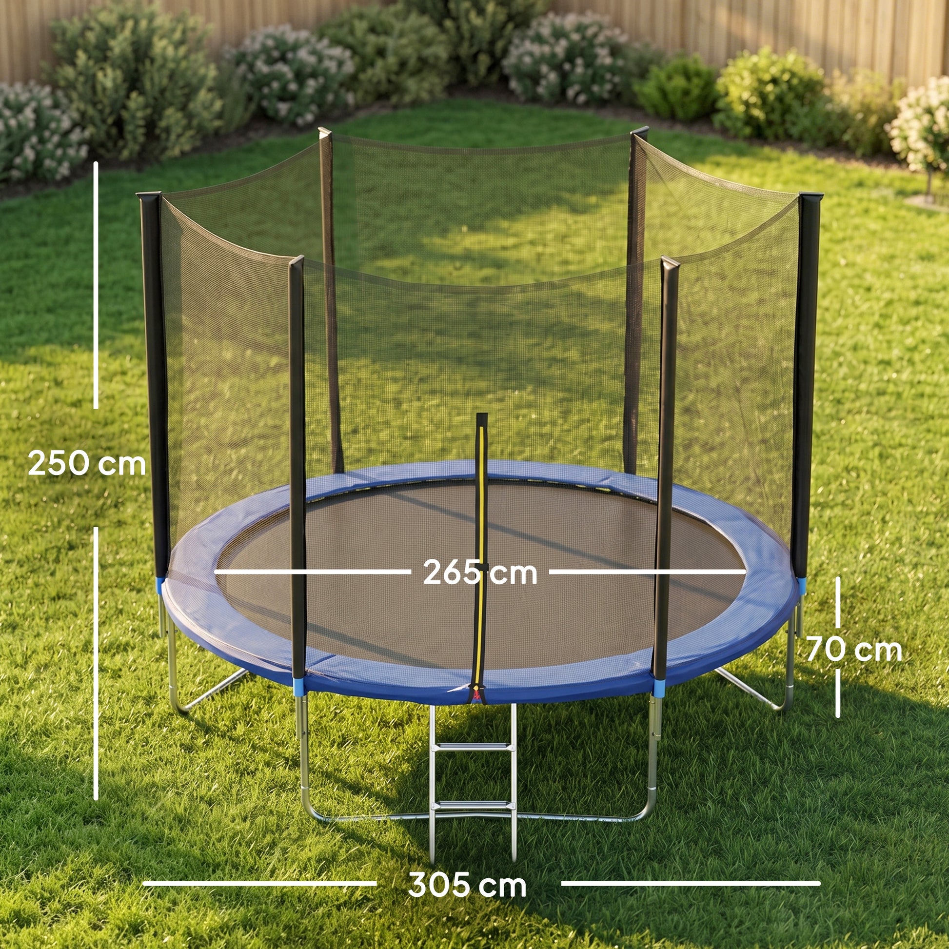 Sportnow Cama Elástica De Exterior Ø305x250 Cm Con Red De Seguridad Azul_2
