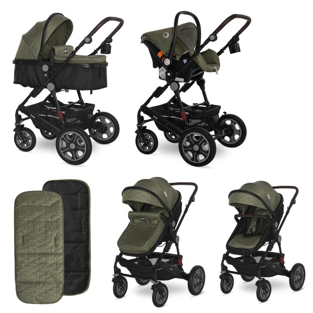 Carro De Bebé Tres Piezas Convertible Lora Hasta 15 Kg Loden Green_0