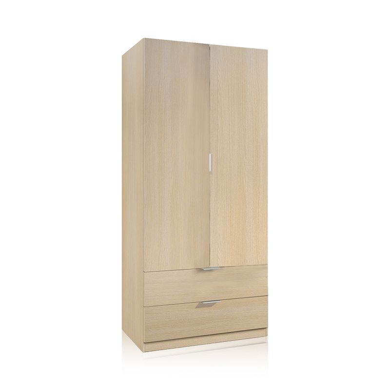 Armario Lark 2 Puertas 2 Cajones Melamina, Roble, 81,5 X 180 X 52_0