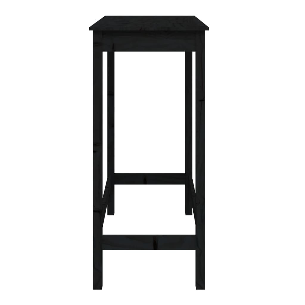 Mesa Alta De Bar Madera Maciza De Pino Negro 100x50x110 Cm_2