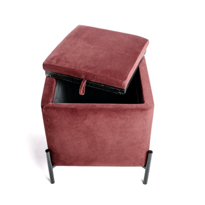 Sofá Final, Puf Taburete Cofre De Almacenamiento, Reposapiés, Convertible A Burdeos Bodega Mesa Auxiliar 43x43x45cm- Muebles De Sala_4