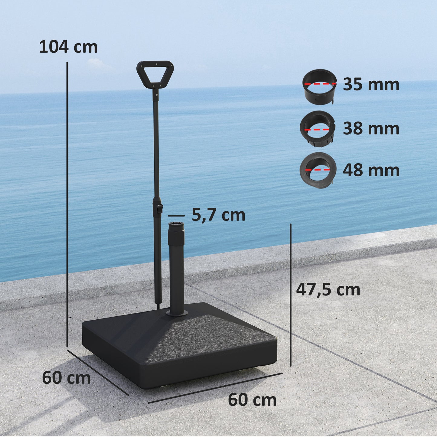 Outsunny Base Para Sombrilla Rellenable Con Agua 45l O Arena 55kg Negro_2