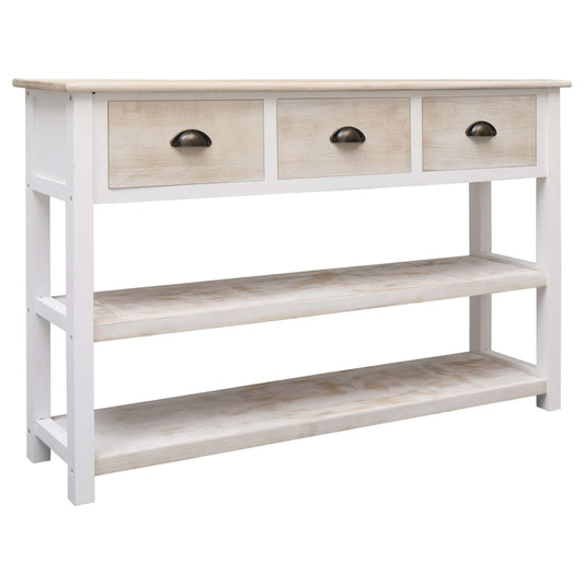 Aparador De Madera Color Natural Y Blanco 115x30x76 Cm_0