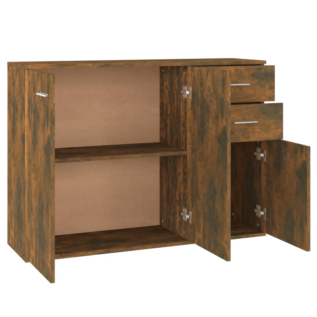 Aparador Madera Contrachapada Roble Ahumado 105x30x75 Cm / Vetonek_5