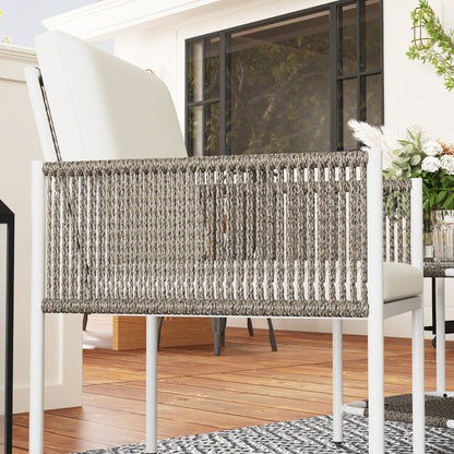 Outsunny Conjunto De Muebles De Ratán 1 Mesa Y 2 Sillas Con Cojines Marrón_4