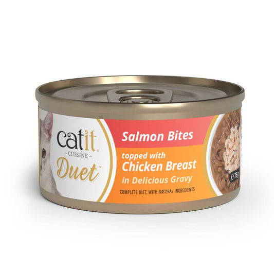 Comida húmeda para gatos Duet salmón con pollo Cuisine 75 g Catit