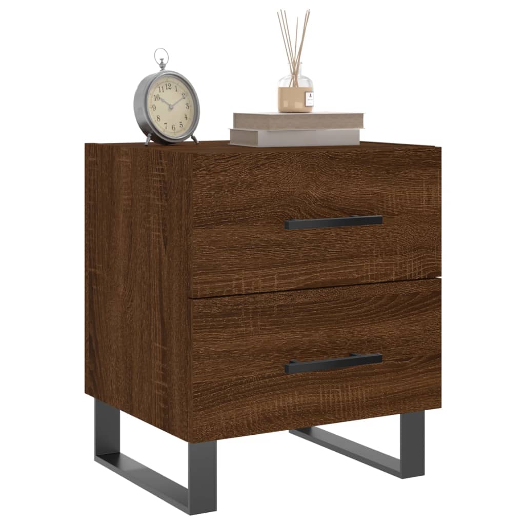 Mesita Noche 2 Uds Madera Ingeniería Marrón Roble 40x35x47,5 Cm_1
