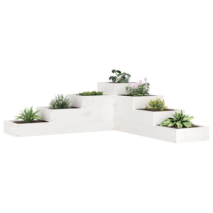 Jardinera 4 Niveles Madera Maciza Pino Blanca 106x104,5x36 Cm_1