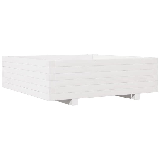 Jardinera De Madera Maciza De Pino Blanca 80x80x26,5 Cm_0