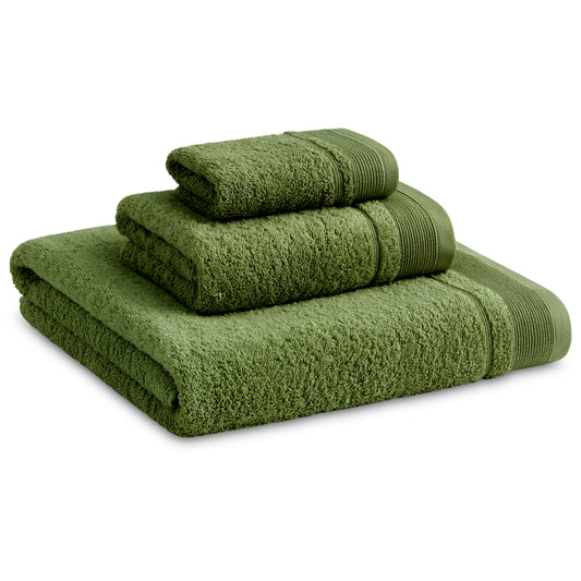 Juego De Toallas De Baño 3 Piezas: Tocador, Lavabo Y Sabana - 100% Algodón, 500 Gr Verde_0