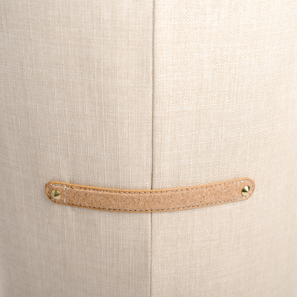 Grand Pouf, Bout De Canapé Taburete Salón Tela Beige Mango Efecto Cuero Escandinavo 40x40x50cm- Muebles De Salón_2