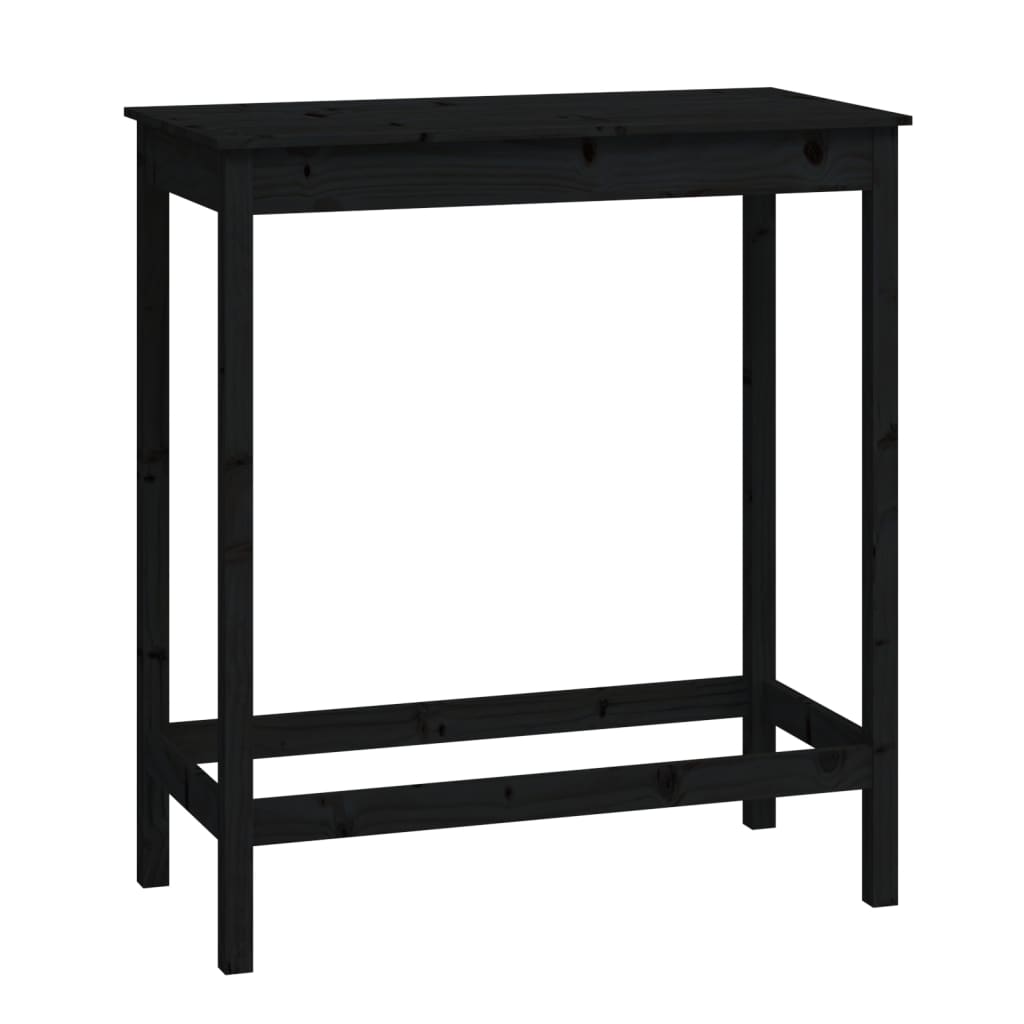 Mesa Alta De Bar Madera Maciza De Pino Negro 100x50x110 Cm_0
