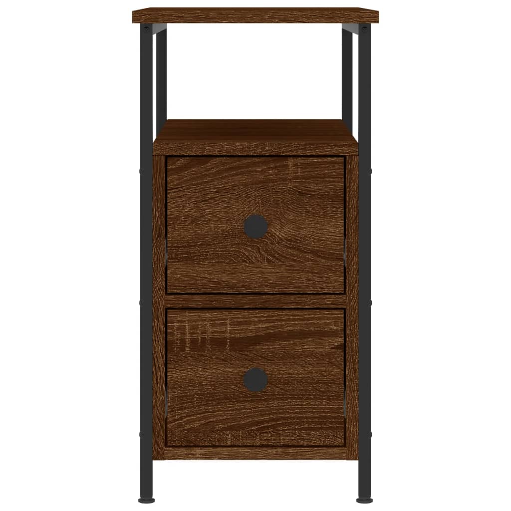 Mesita De Noche Madera De Ingeniería Marrón Roble 30x60x60 Cm_3