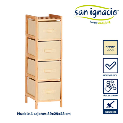 Mueble 4 Cajones Color Crema - Colección Kipit_1