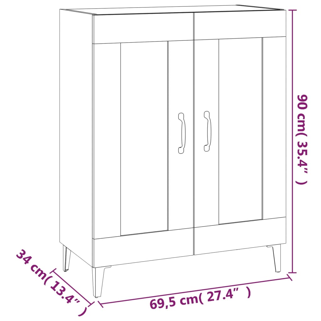 Aparador De Madera Contrachapada Negro 69,5x34x90 Cm / Vetonek_3