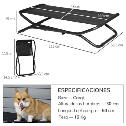 Pawhut Cama Elevada Para Perros Plegable Con Malla Transpirable 111x65,5x19cm_2
