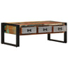 Mesa de centro 3 gavetas Madeira maciça reciclada 100x50x35 Cm