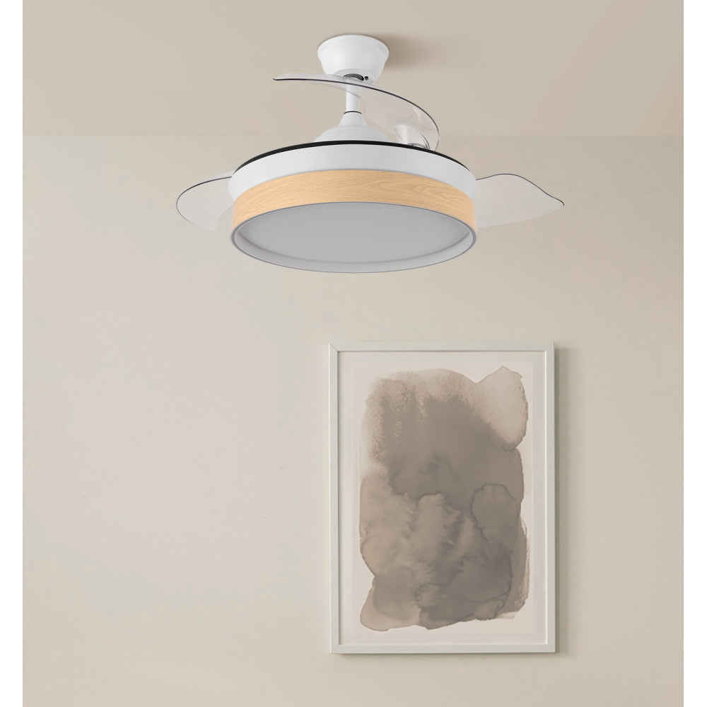 Ventilador Dc Iglu 72w 6120lm Blanco/haya 3asp.desplegables 32/47x50/107d.3colores, Remoto, Temporizador, Memoria_2