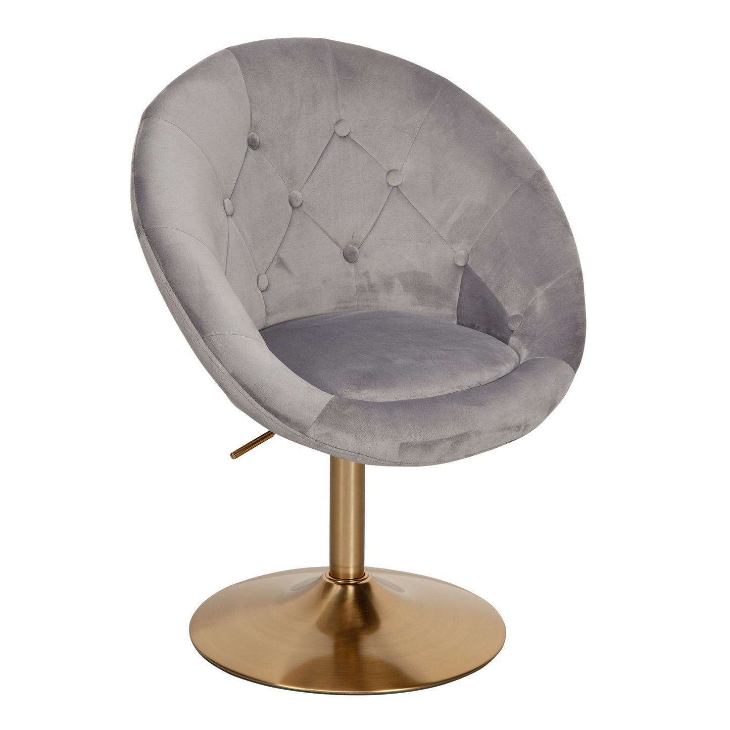 Silla Terciopelo Gris / Dorado Giratoria_0