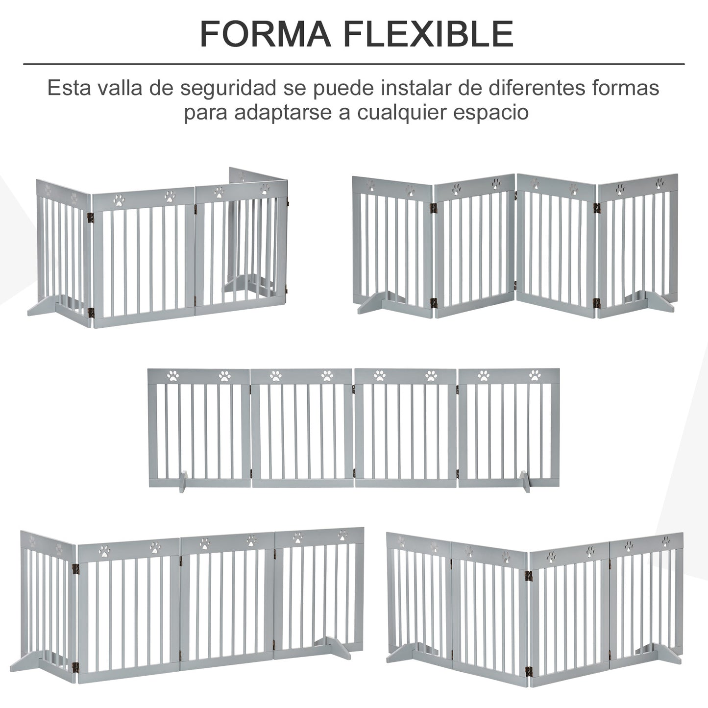 Pawhut Barrera Para Perros Plegable De 4 Paneles 204x30x61 Cm Gris Claro_5