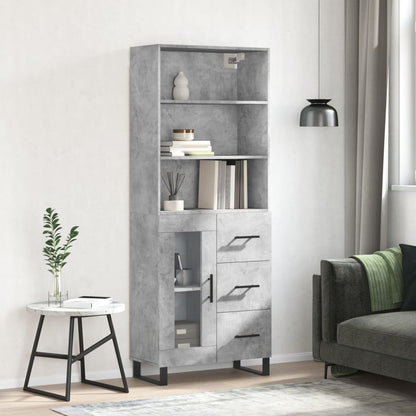 Aparador Alto Madera Contrachapada Gris Hormigón 69,5x34x180 Cm_0