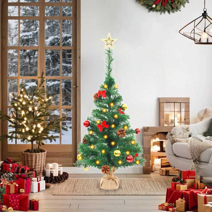 Vidaxl Árbol De Navidad Preiluminado Con Luces Y Bolas Verde 64 Cm_1