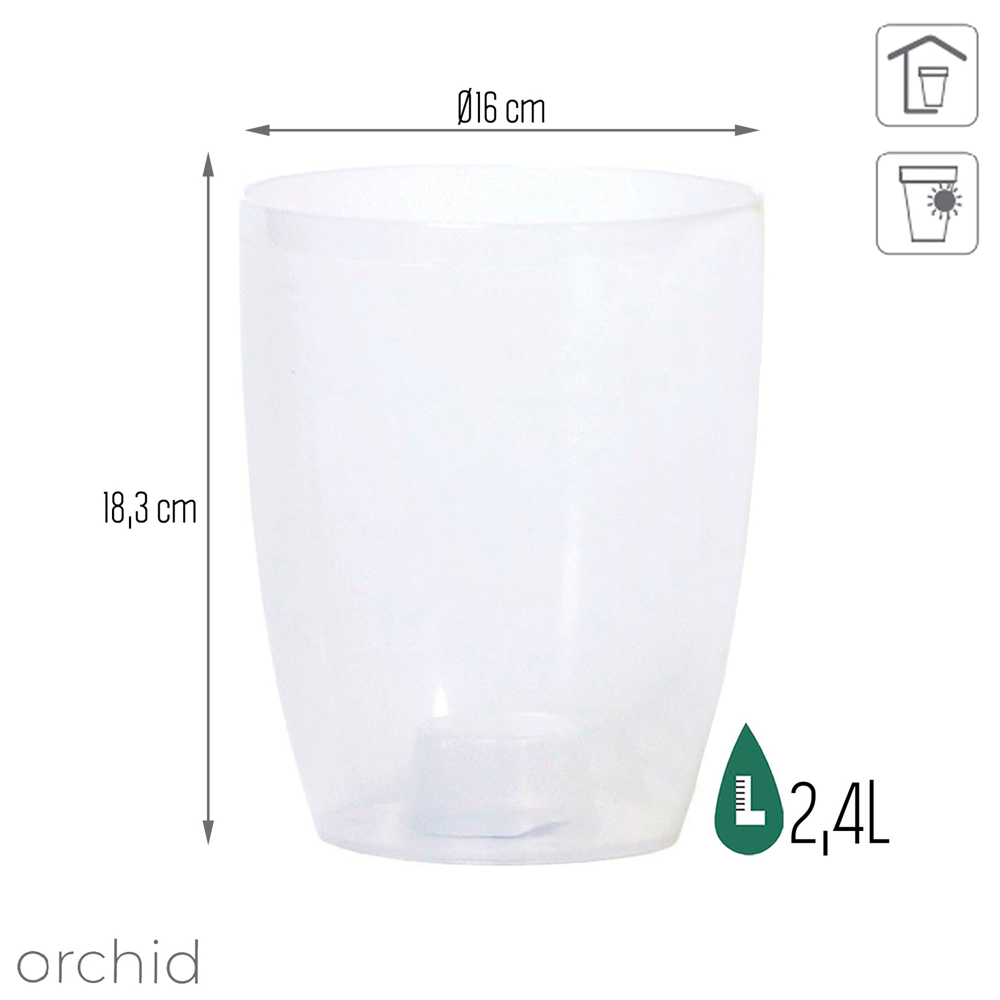 Maceta Coubi Orchid 2,4l., Dimensiones (mm) 160x160x183, Color Transparente Mate