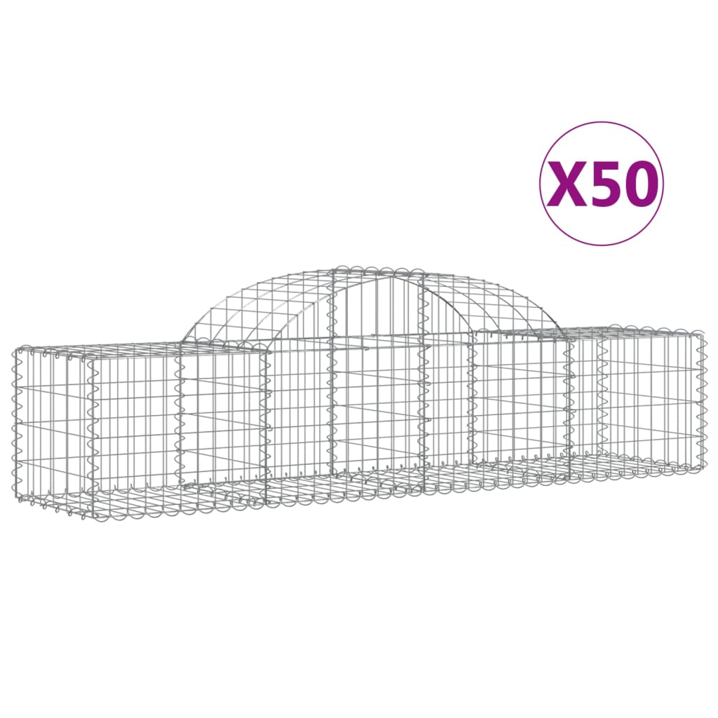 Cestas De Gaviones 50 Uds Forma De Arco Hierro 200x50x40/60 Cm_0