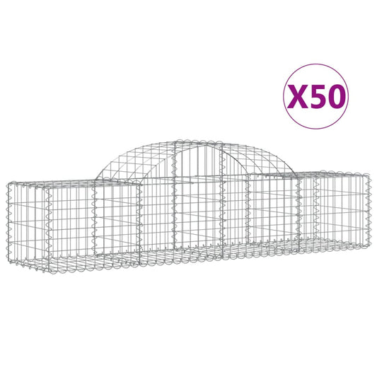 Cestas De Gaviones 50 Uds Forma De Arco Hierro 200x50x40/60 Cm_0