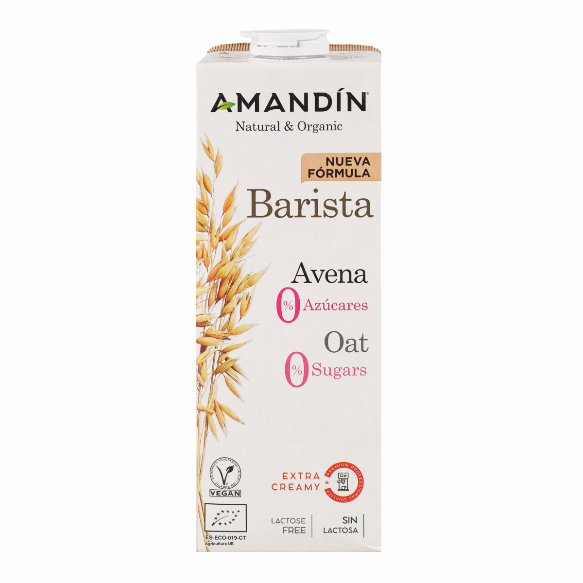 Bebida de Avena Barista 0% Azúcares Bio Amandin 1L