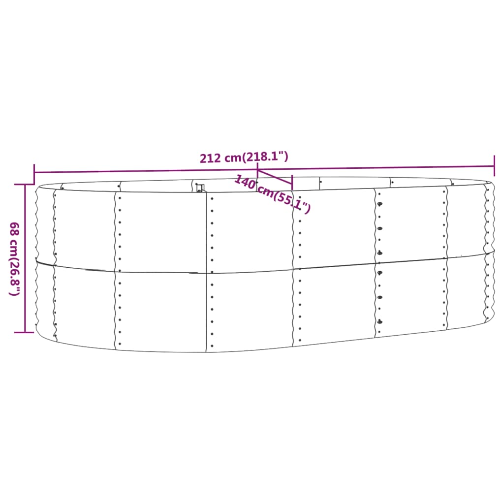 Jardinera Arriate Acero Galvanizado Gris 212x140x68 Cm_5