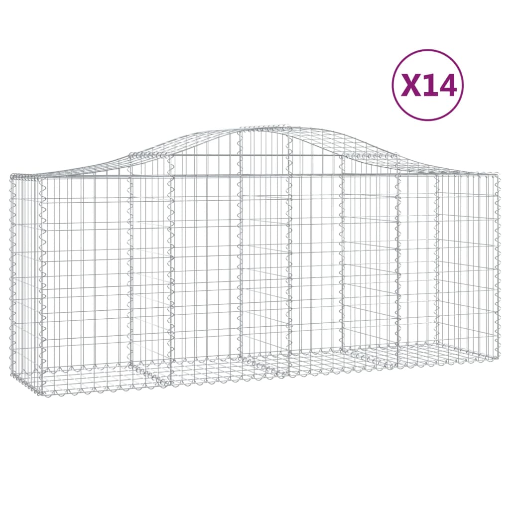 Cestas De Gaviones 14 Uds Forma De Arco Hierro 200x50x80/100 Cm_0