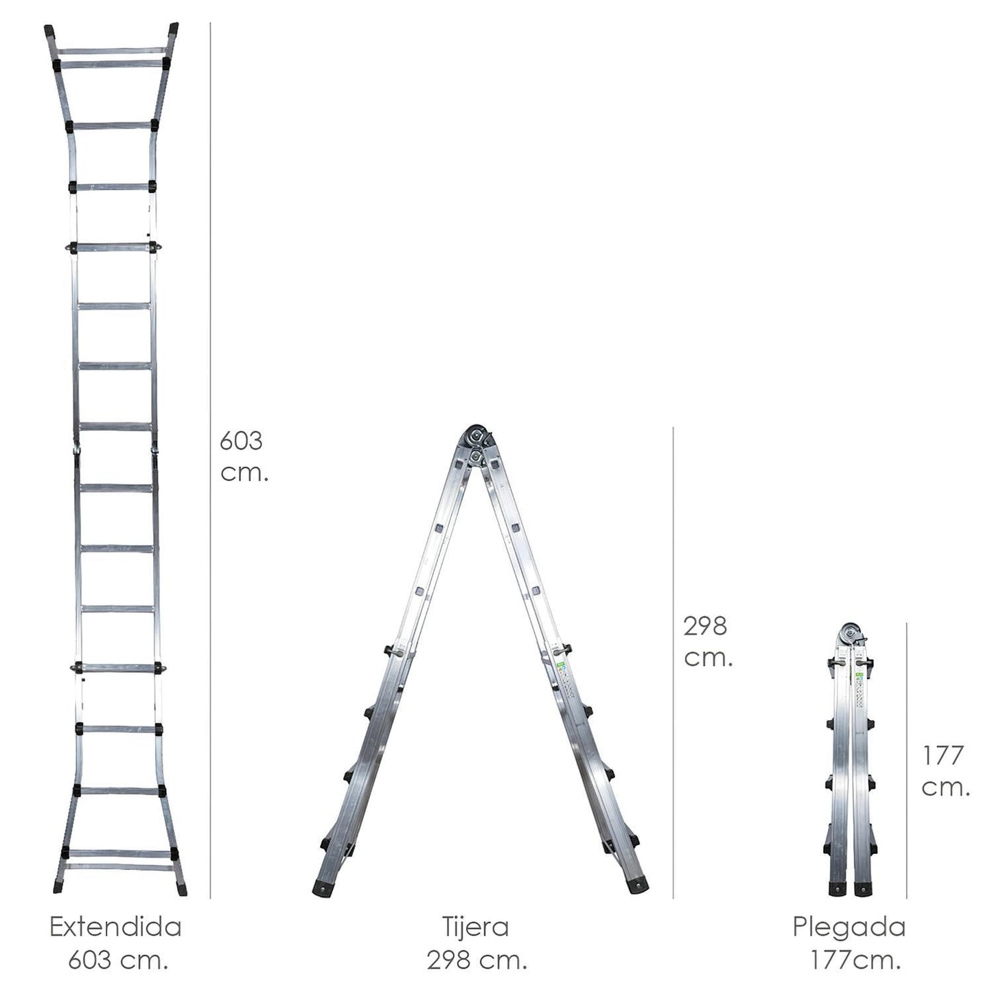 Escalera Telescópica Aluminio  6+6 Peldaños Perfil 67 Mm._1