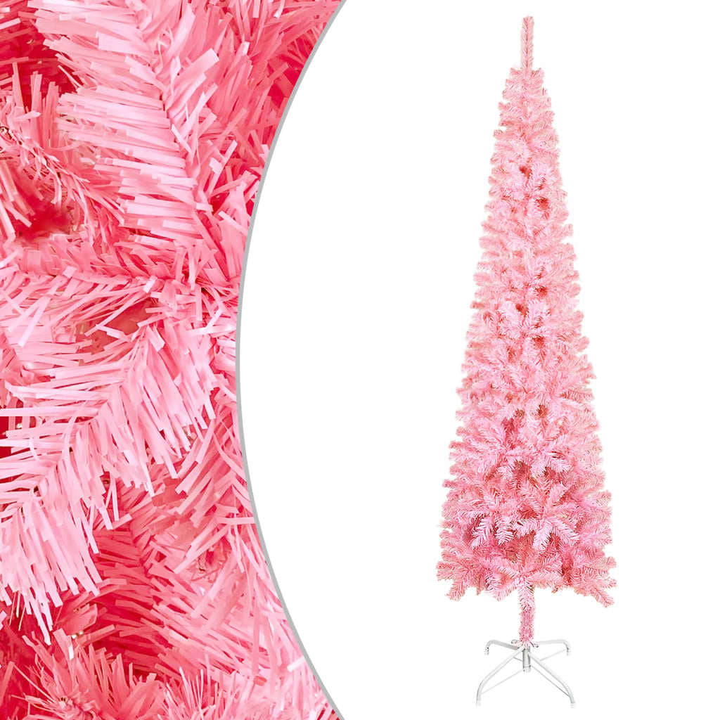 Vidaxl Árbol De Navidad Delgado Rosa 240 Cm_0