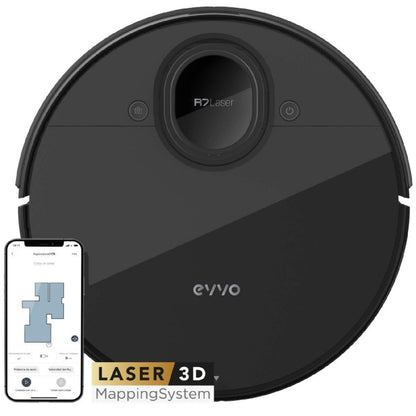 Evvo Robot Aspirador R7 Láser- 4000pa, Motor Inverter, Navegación Laser 360º, Mapeo Inteligente, Función Fregado, Filtro Hepa, Anti-colisiones Y Ant_1
