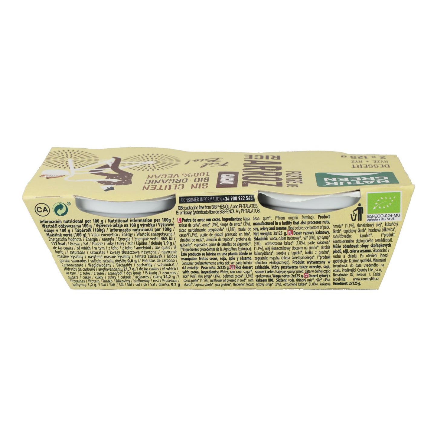 Sobremesa NaturGreen Arroz Cacau, 2 X 125 g