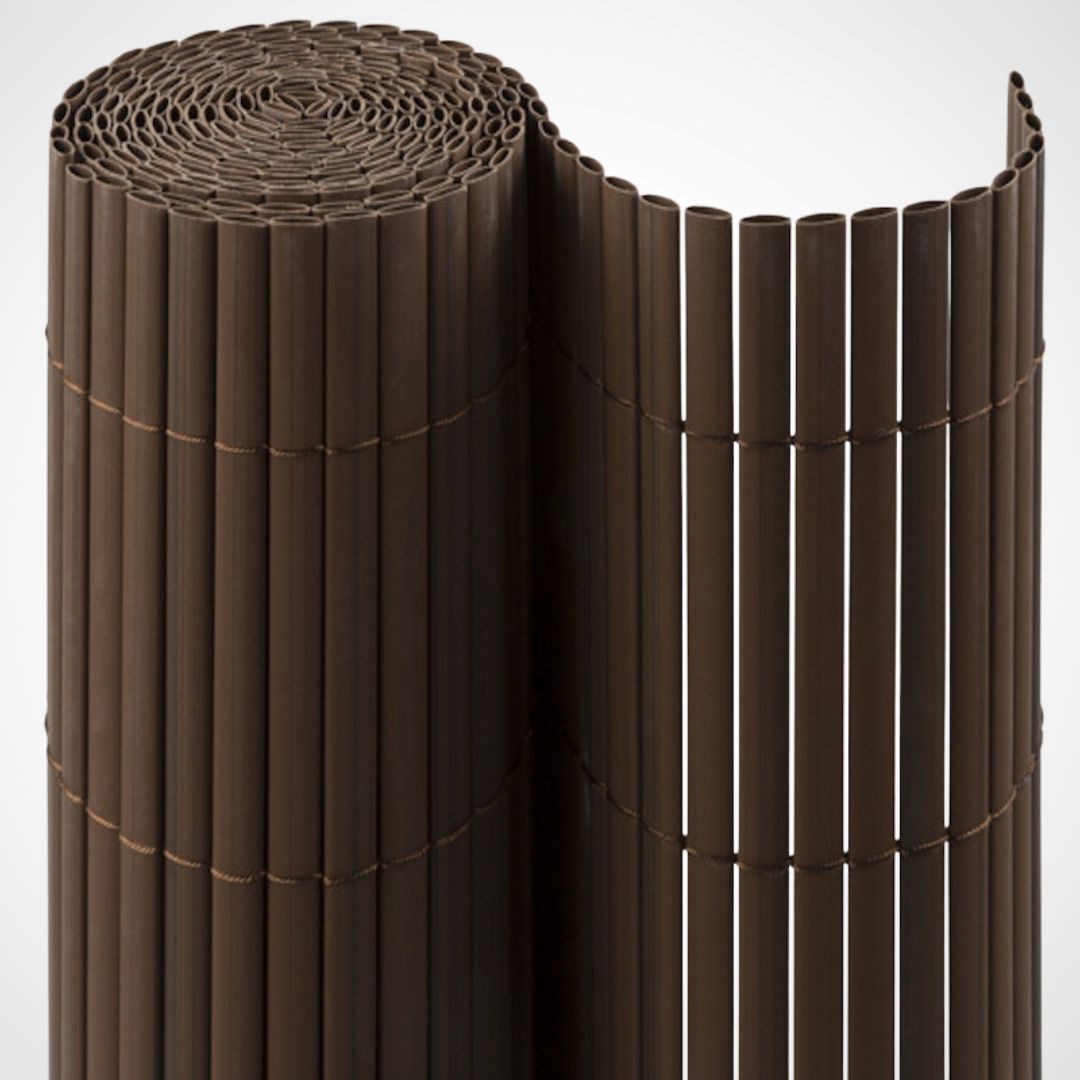 Cañizo Pvc Doble Cara| 1,5x3 M| Color Marron| Lamas 11 Mm| Composición 100% Pvc| Bridas Sujeción Incluidas_0