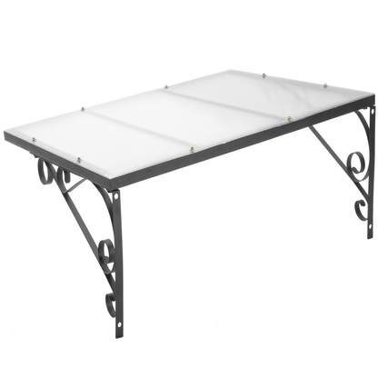 Tejadillo De Protección 100 X 100 Cm Clásico Marquesina Para Puertas Y Ventanas Con Soporte De Acero Negro_2